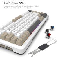 INCA IKG-455 EMPOUSA GASKET HOT SWAP POSH TRİ-MODE MAKRO RGB MEKANIK GAMING KLAVYE-BEYAZ kablosuz ve kablolu kulanma özl - 3